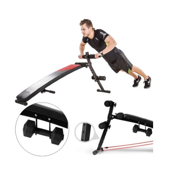Curved Sit-Up Bench with Dumbbell & Resistance Band – Sportsworld Nigeria